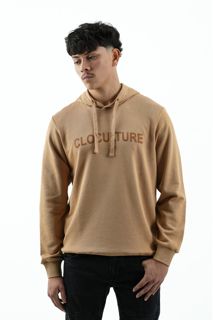 FLOCK PRINTED CAMEL HOODIE