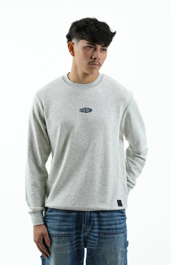 GREY MELANGE CREWNECK SWEATSHIRT