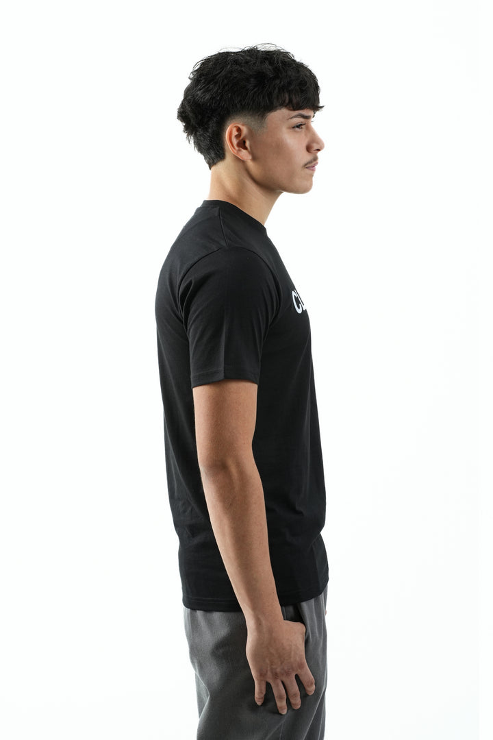 FLOCK PRINTED BLACK T-SHIRT