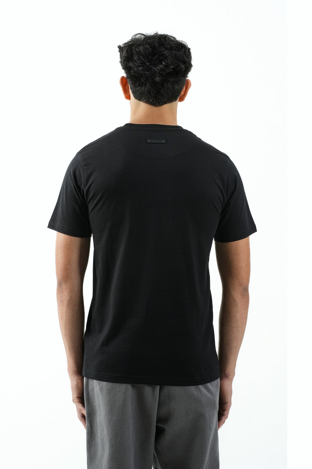 FLOCK PRINTED BLACK T-SHIRT