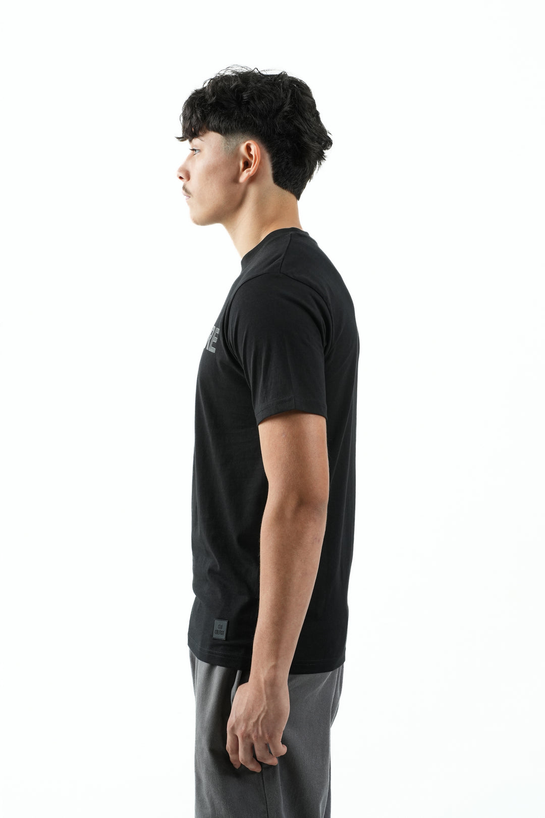 FLOCK PRINTED BLACK T-SHIRT